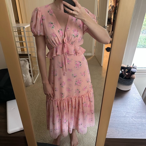 LoveShackFancy x Target FLEUR Dress PINK MELON Floral Size 4 - Picture 4 of 7